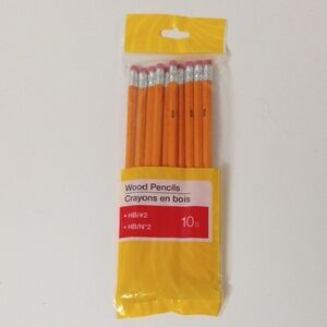 HB #2 Vibrant Orange Wood Pencils With Eraser Top - Pack of 10